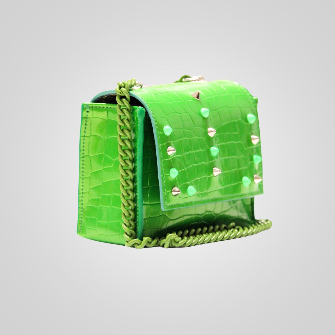 Borsa Portofino mini colore verde, vista di fianco